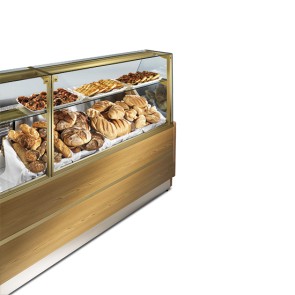 Vetrina caldo secco con piano espositivo riscaldato con mensola, larghezza 2500 mm