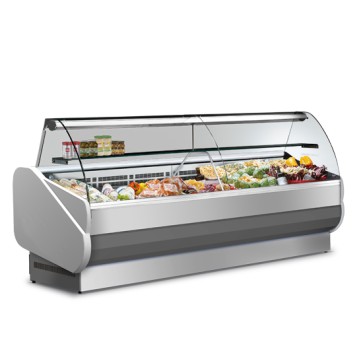 Vetrina refrigerata semi-ventilata,vetro curvo, +3°C/+5°C, 1040x900mm.