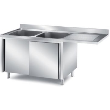 Lavatoio armadiato a sbalzo c/ anta battente 1 vasca + 1 gocc. dx mm 1200x700x850 h