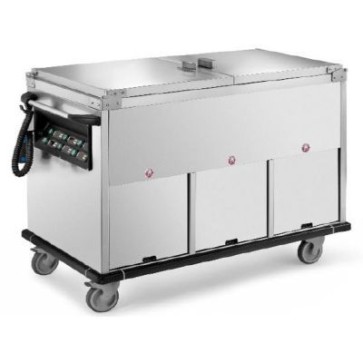 Carrello termico cap.3x1/1gn, vasca in 3 scomparti a 3 temp. mm 1200x700x1000 h