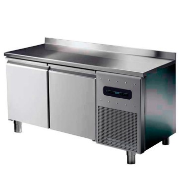 Tavolo congelatore pasticceria 2 porte, 6 guide 60x40 cm con piano in inox e alzatina, -10 °c/-20 °c