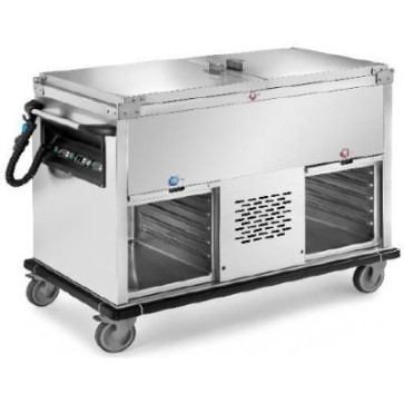 Carrello termico bagnomaria con vasca unica capacità 50/60 pasti, 2400w, dim. mm.1200x700x1000h
