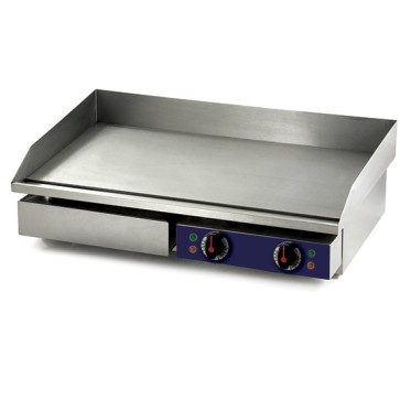 Fry top elettrico professionale 2 zone, piastra liscia da banco