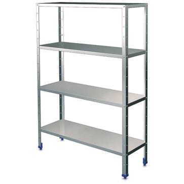Scaffale in acciaio inox con 4 ripiani, 1400x500x1750h mm