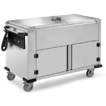 Carrello termico vasca unica struttura inox 4x1/1gn h 200, vano neutro - termostato digitale - 1500x640x900 h