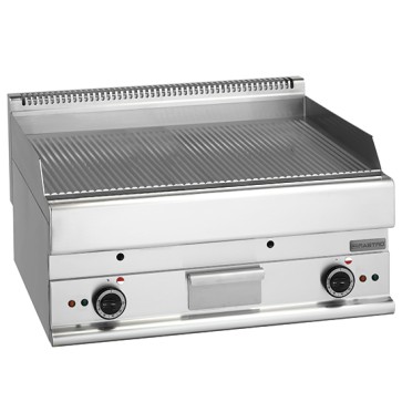 fry top elettrico da banco, piastra rigata