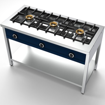 Piano di cottura per pancake con 3 bruciatori da 8 kW ciascuno