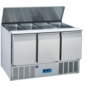 Saladette professionale con coperchio e vano refrigerato 3 porte - GN1/1 +4/+10°C