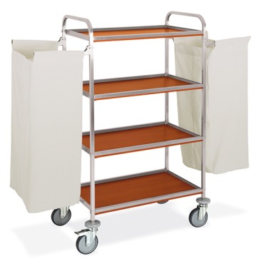 Carrello portabiancheria a 4 piani 70x45 cm, 1 sacco portabiancheria incluso