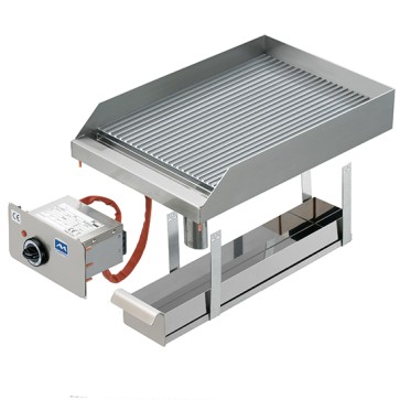 fry top elettrico ad incasso, piastra rigata