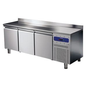 Tavolo freezer 600 mm a 3 porte con alzatina, -10°/-20°C